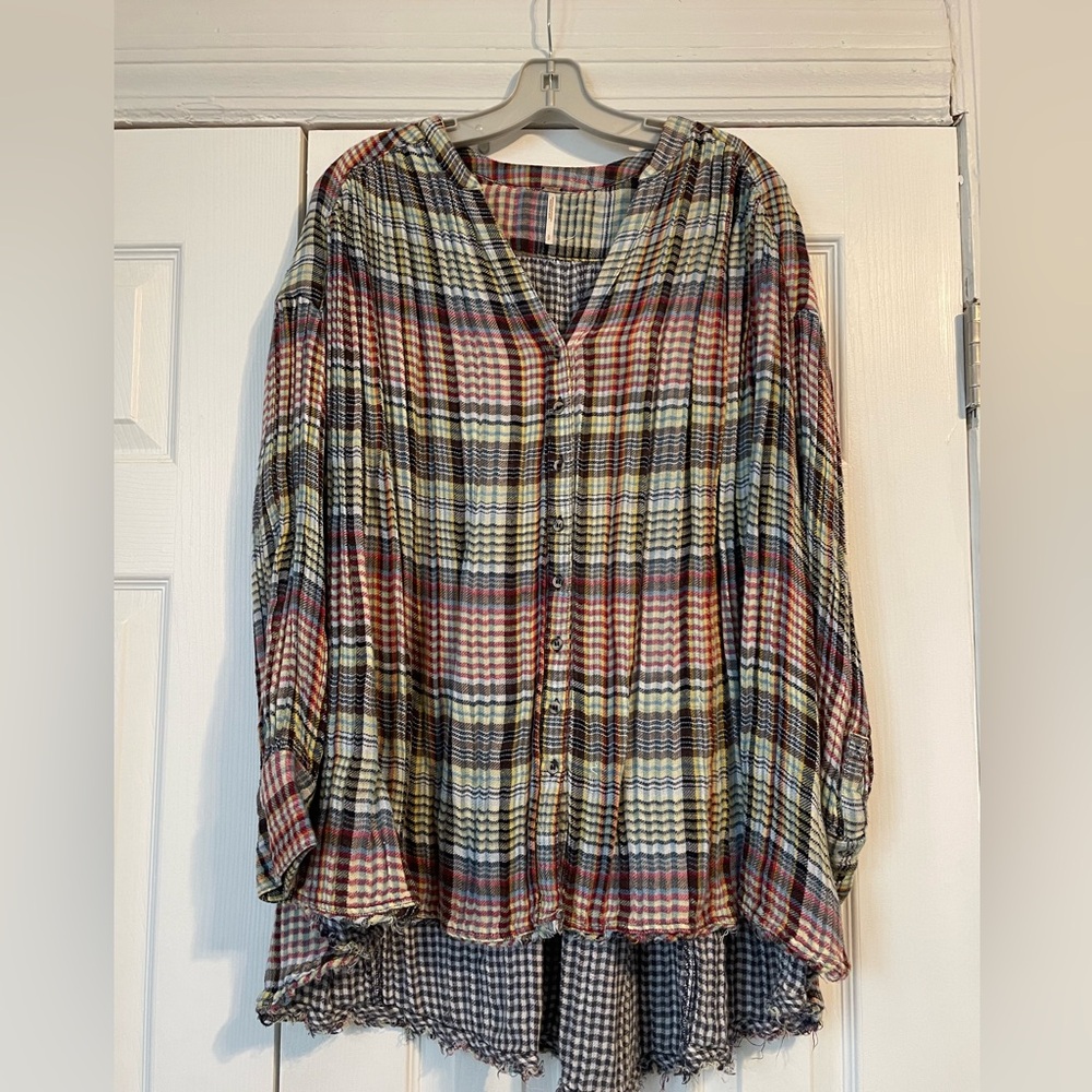 Free People Come On Over Plaid Button-Up Women's Top